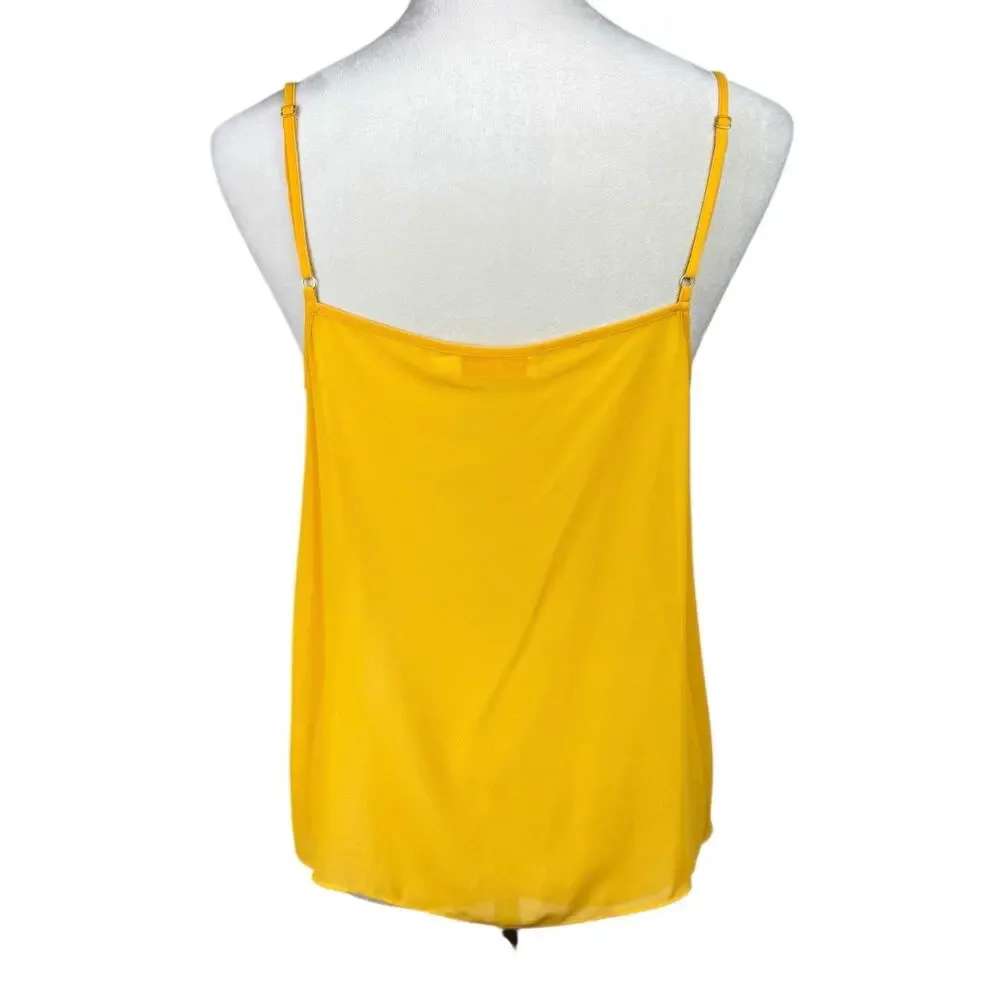 Tory Burch NWT Womens Yellow Natalie Grid Textured Georgette Top with Camisole